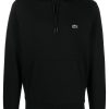 Lacoste logo-patch Cotton Hoodie Black Men Hoodies Maison-Kitsune