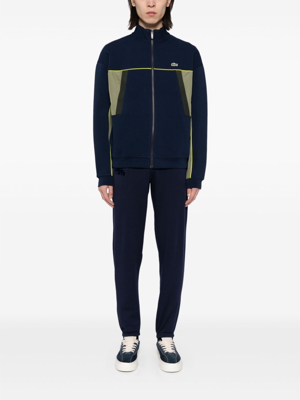 Maison-Kitsune Lacoste logo-patch Piqué Jacket Blue Men Sport Jackets & Windbreakers