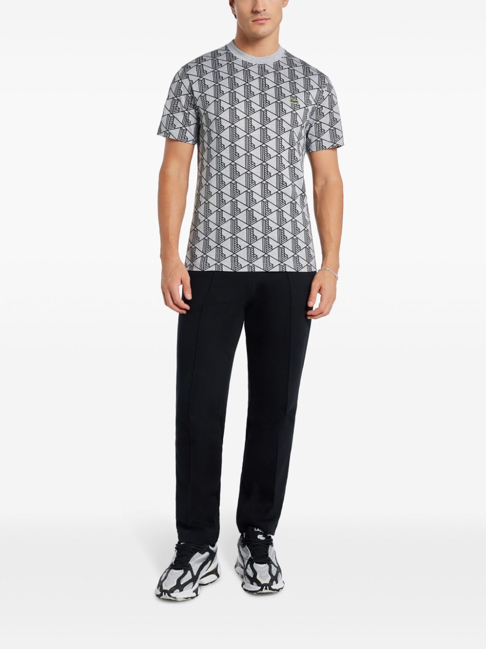 Lacoste monogram-pattern T-shirt Grey Maison-Kitsune Men T-Shirts