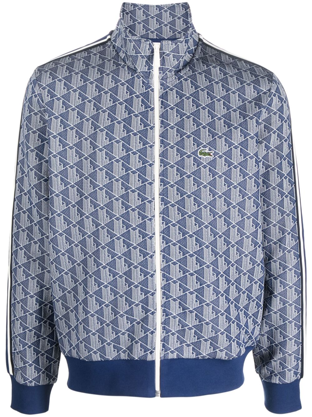 Men Cardigans Maison-Kitsune Lacoste monogram-pattern long-sleeved Sweatshirt Blue