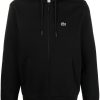 Men Hoodies Maison-Kitsune Lacoste appliqué-logo zip-up Hoodie Black