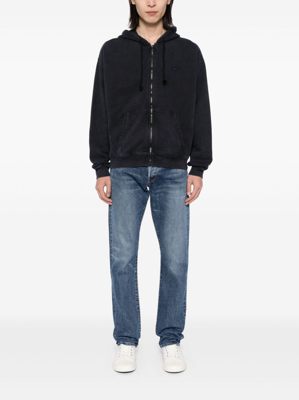 Men Hooded Jackets Maison-Kitsune Lacoste logo-patched Hooded Jacket Black