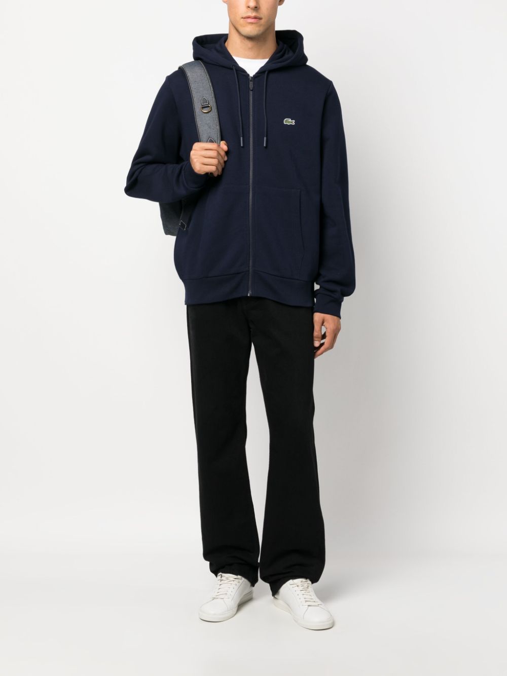 Lacoste logo-embroidered zip-up Hoodie Blue Maison-Kitsune Men Hoodies