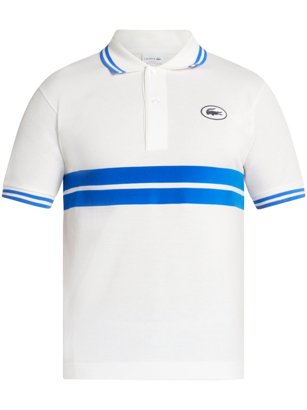 Maison-Kitsune Polo Shirts Men Lacoste Striped organic-cotton Polo Shirt White