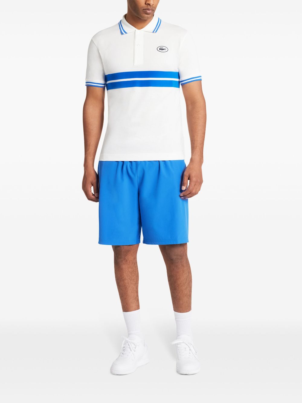 Maison-Kitsune Polo Shirts Men Lacoste Striped organic-cotton Polo Shirt White