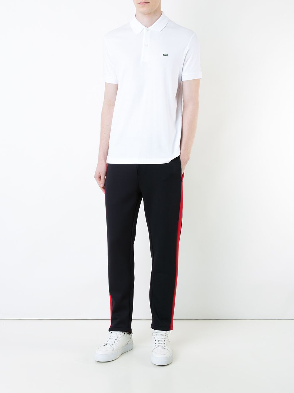 Maison-Kitsune Lacoste Logo Patch Polo Shirt White Men Polo Shirts