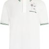 Maison-Kitsune Lacoste slogan-embroidered Cotton Polo Shirt White Men Polo Shirts