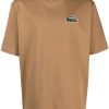 Maison-Kitsune T-Shirts Men Lacoste logo-patch Cotton T-shirt Brown