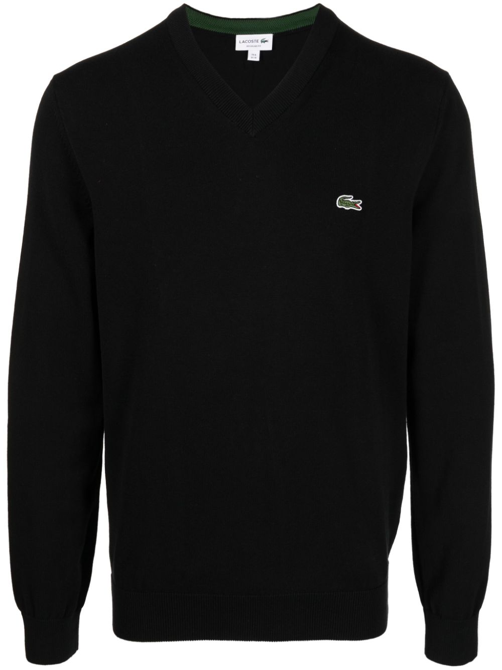 Lacoste logo-embroidered fine-ribbed Jumper Black Men Knitted Sweaters Maison-Kitsune