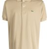 Men Polo Shirts Maison-Kitsune Lacoste embroidered-logo short-sleeve Polo Shirt Brown