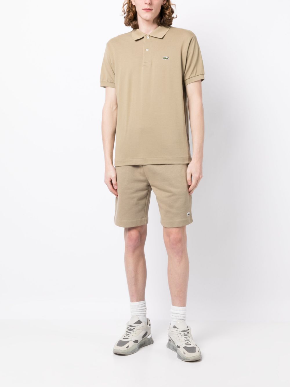 Men Polo Shirts Maison-Kitsune Lacoste embroidered-logo short-sleeve Polo Shirt Brown