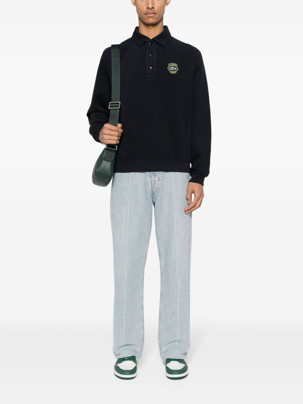 Maison-Kitsune Sweatshirts Men Lacoste logo-appliqué Sweatshirt Blue