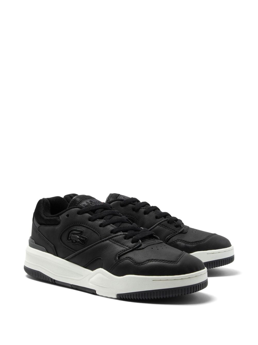 Maison-Kitsune Lacoste Lineshot Panelled Leather Sneakers Black Men Low-Tops