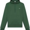 Maison-Kitsune Hoodies Men Lacoste Embroidered Fleece Hoodie Green