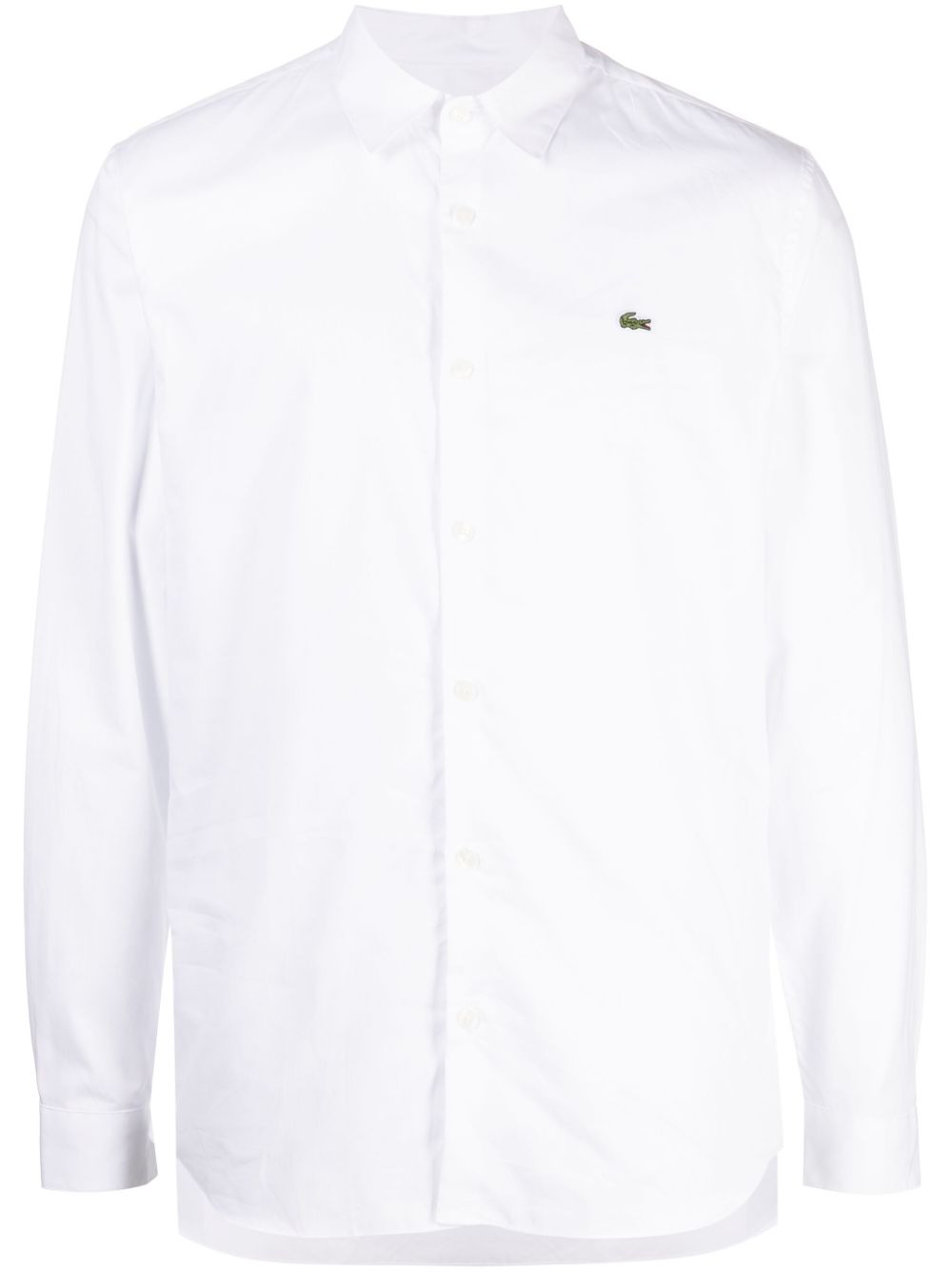 Maison-Kitsune Shirts Men Lacoste logo-embroidered Poplin Cotton Shirt White