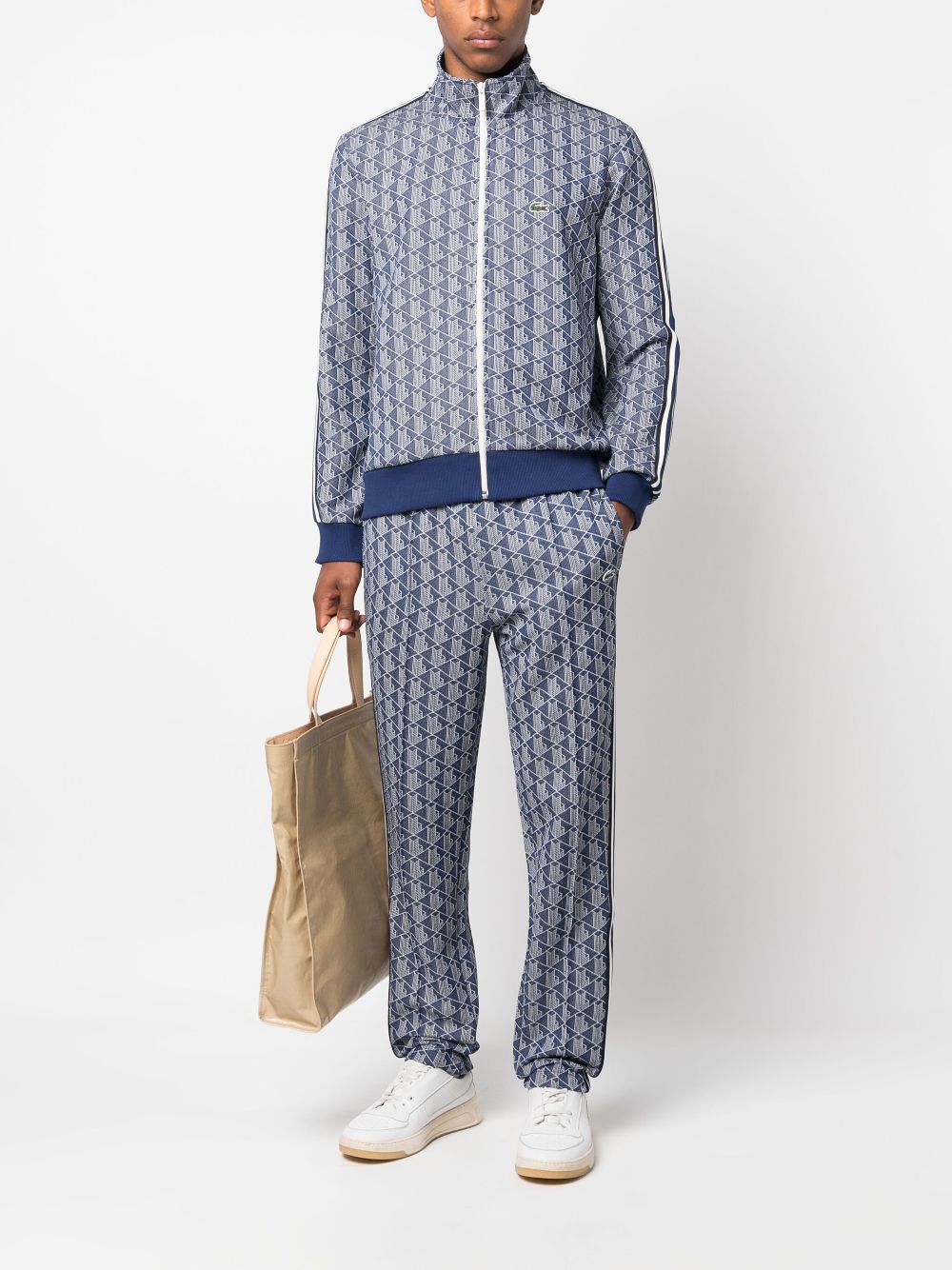 Lacoste Jacquard monogram-pattern Track Pants Blue Maison-Kitsune Men Sweatpants