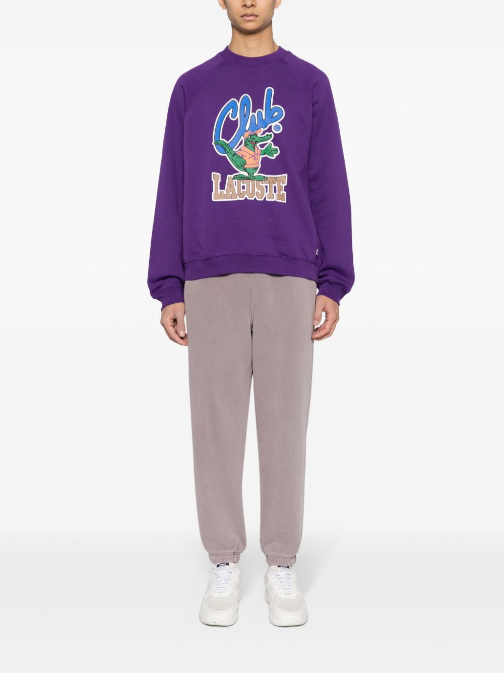 Men Sweatshirts Maison-Kitsune Lacoste graphic-print Jersey Sweatshirt Purple