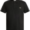 Maison-Kitsune Polo Shirts Men Lacoste logo-embroidered side-stripe Polo Shirt Black
