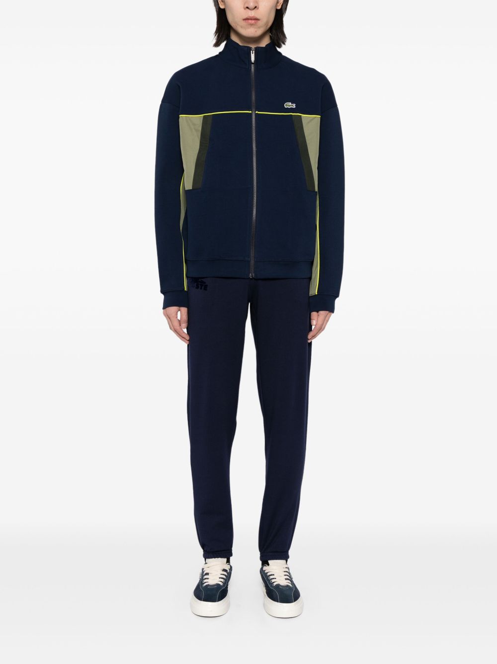 Maison-Kitsune Sweatpants Men Lacoste logo-appliqué Track Pants Blue