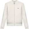 Maison-Kitsune Lacoste logo-print Zipped Sweater White Men Knitted Sweaters