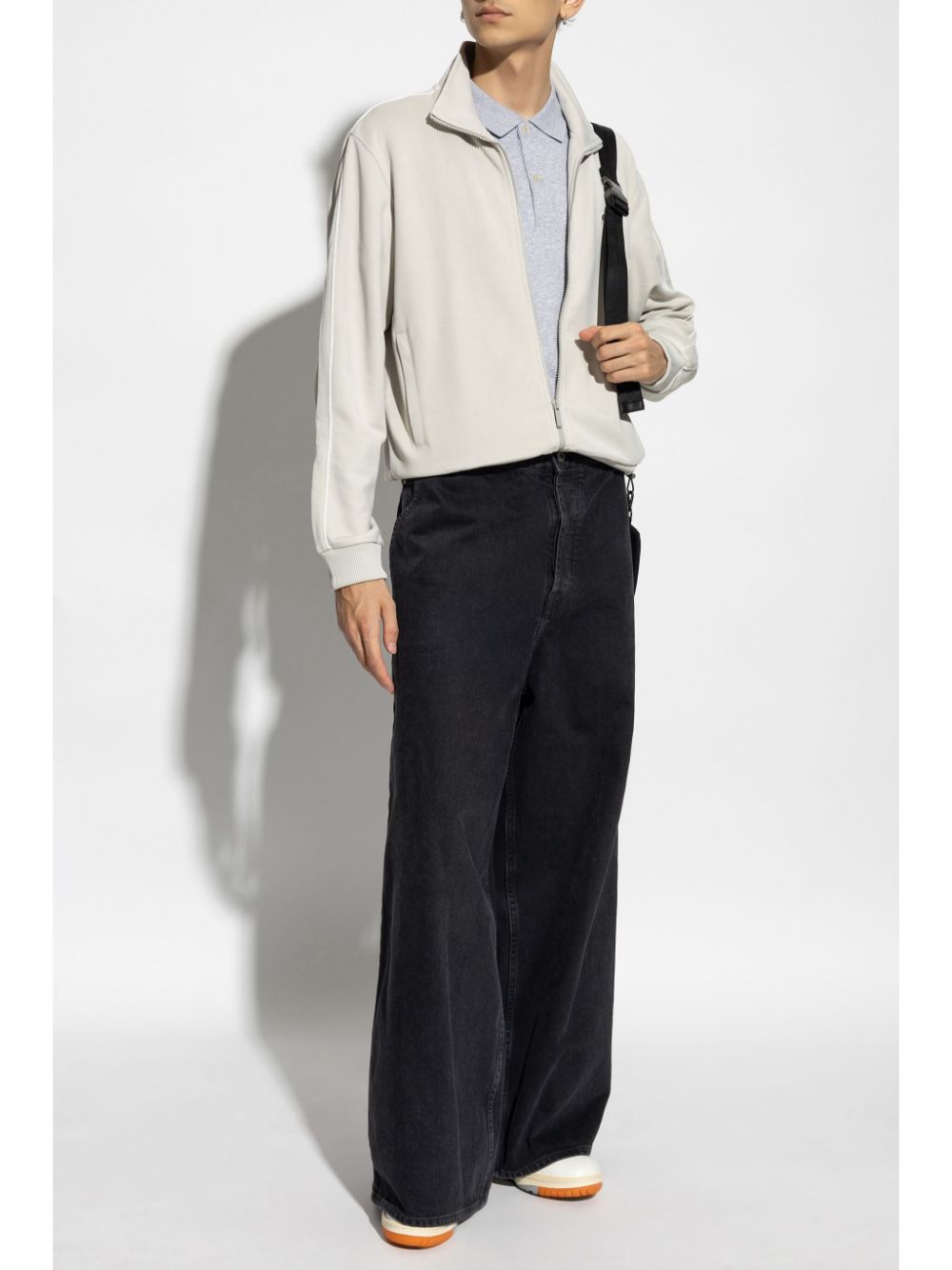 Maison-Kitsune Lacoste logo-print Zipped Sweater White Men Knitted Sweaters