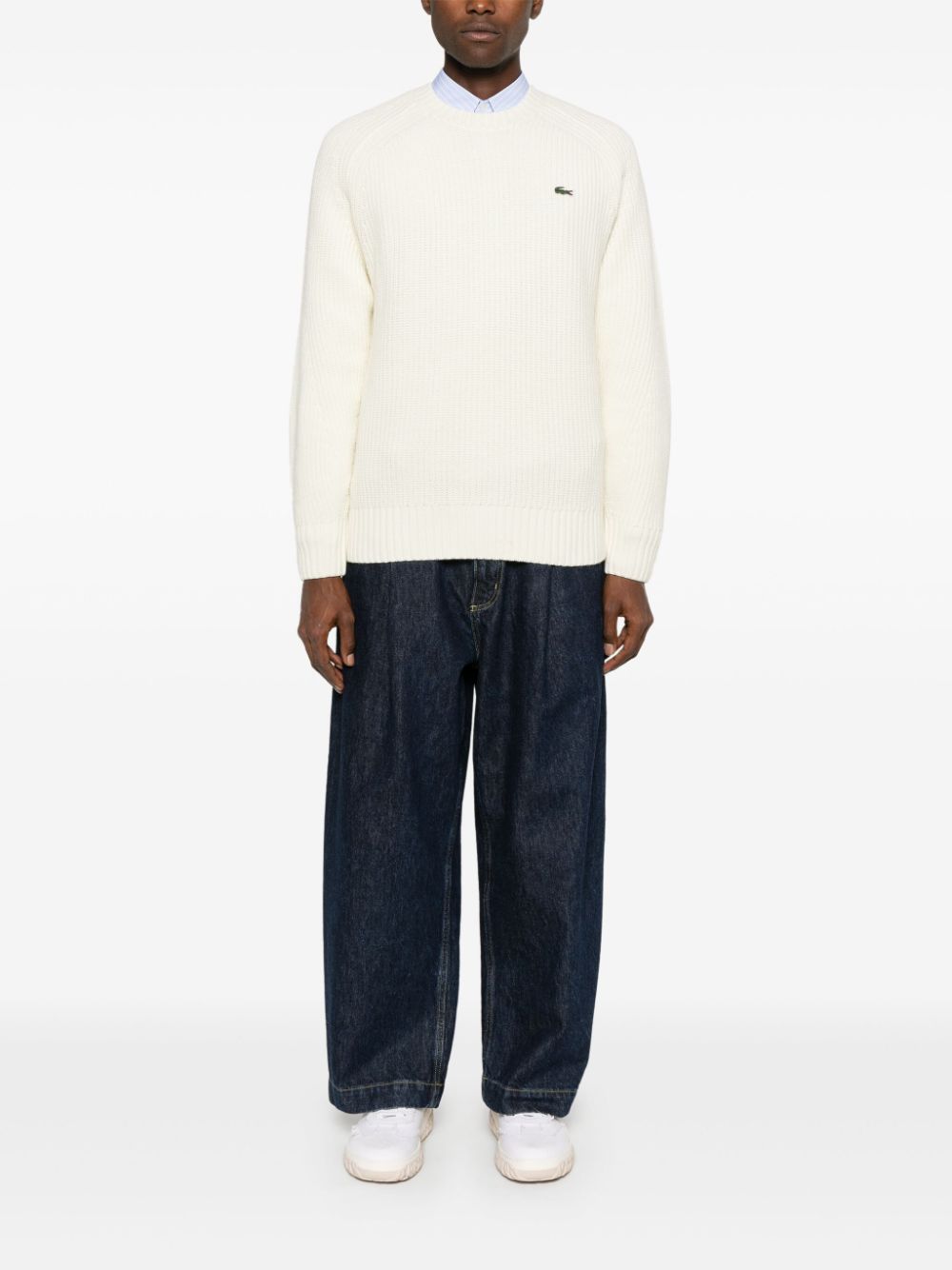 Lacoste embroidered-logo Sweater White Maison-Kitsune Men Knitted Sweaters