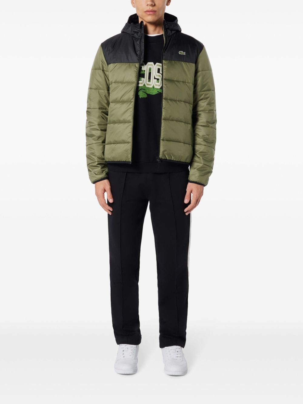 Men Down Jackets Maison-Kitsune Lacoste Quilted Padded Jacket Green