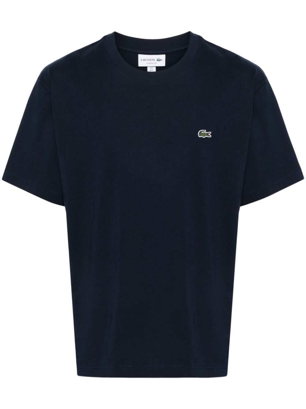 Maison-Kitsune T-Shirts Men Lacoste logo-patch Cotton T-shirt Blue