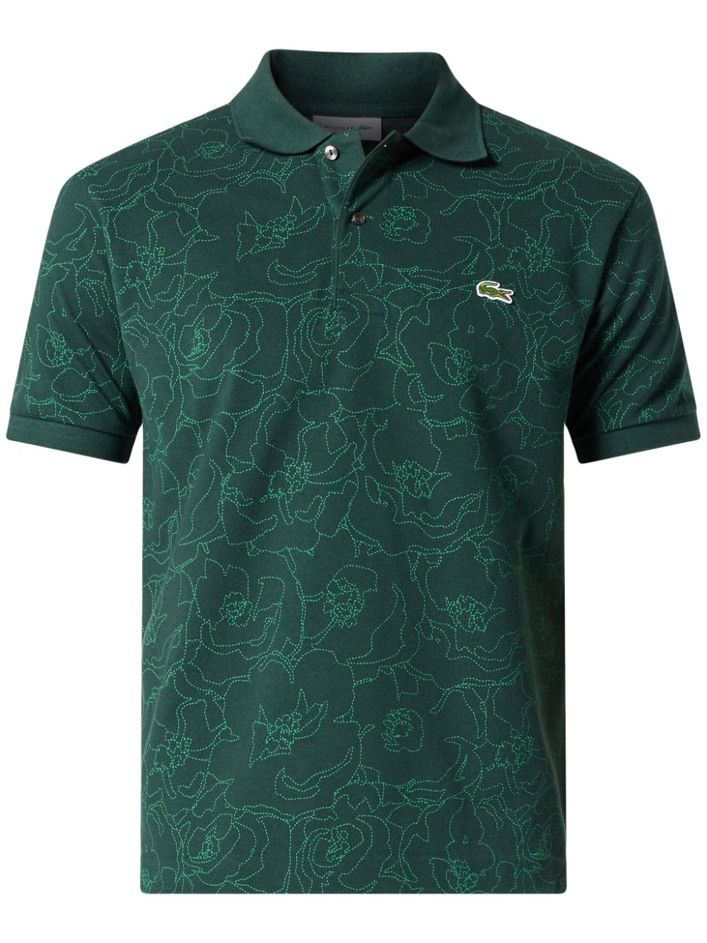 Maison-Kitsune Polo Shirts Men Lacoste Imprimé Fleurs Polo Shirt Green