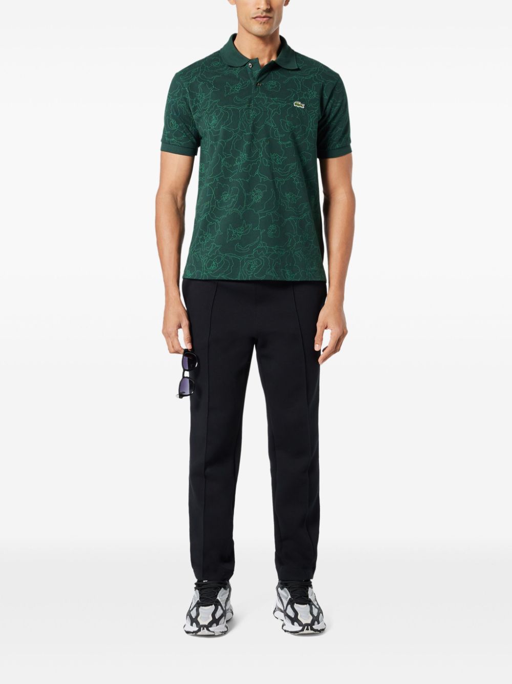 Maison-Kitsune Polo Shirts Men Lacoste Imprimé Fleurs Polo Shirt Green