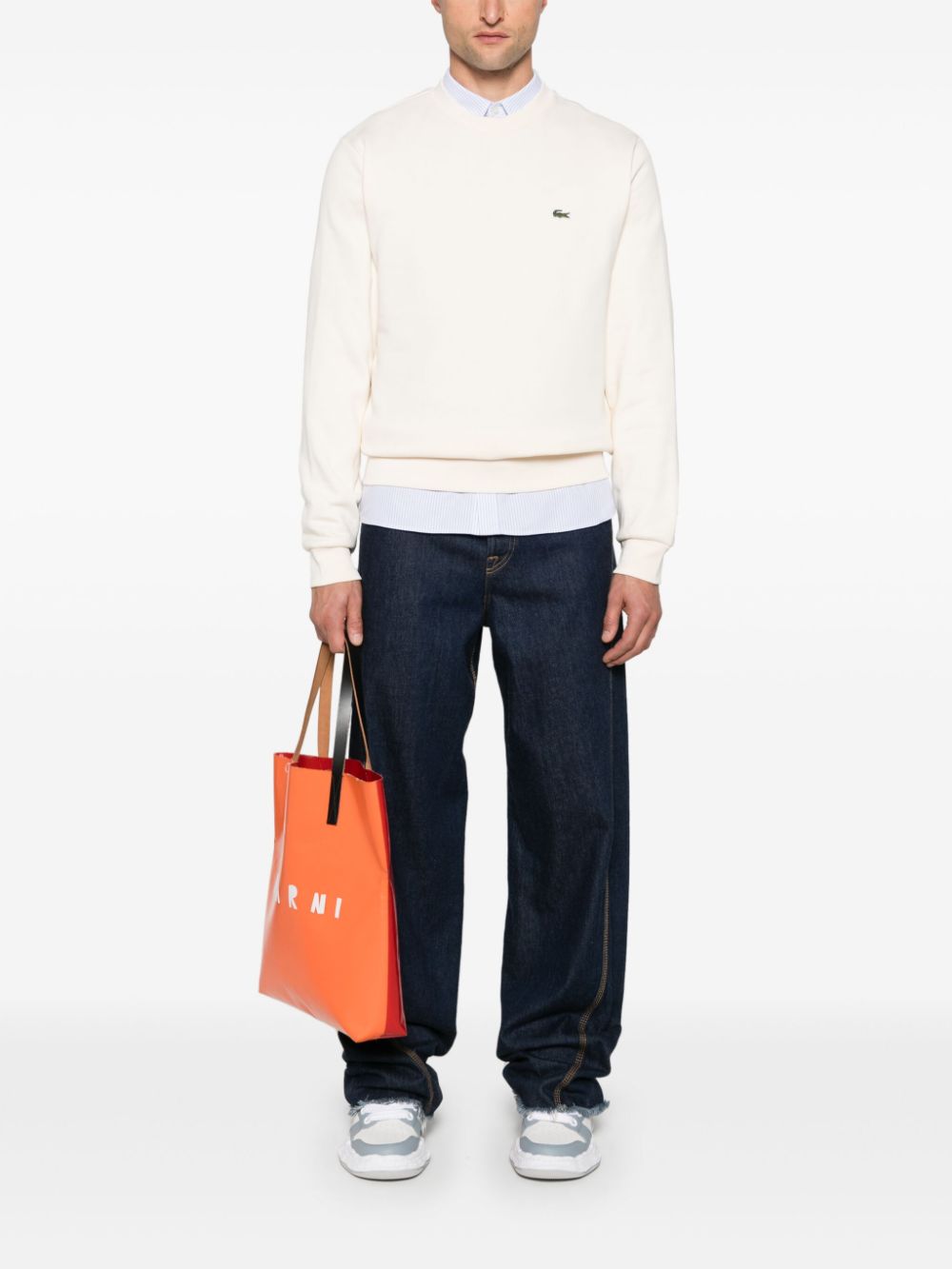 Lacoste logo-patch Sweatshirt Neutrals Men Sweatshirts Maison-Kitsune