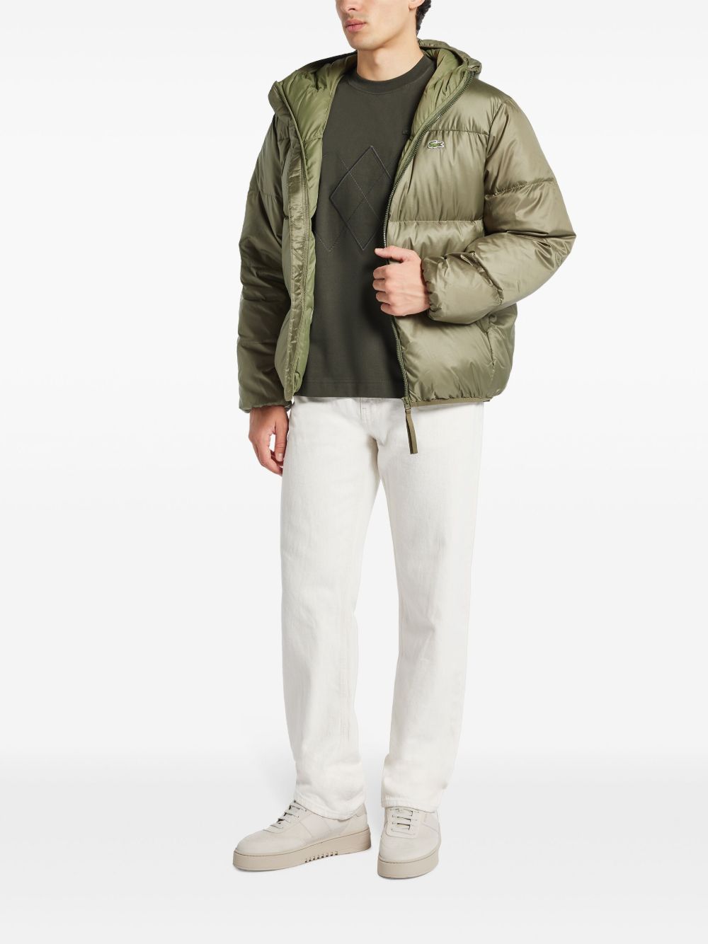 Lacoste logo-patch Padded Jacket Green Men Down Jackets Maison-Kitsune