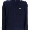 Maison-Kitsune Lacoste logo-appliqué side-stripe Sweatshirt Blue Men Sweatshirts