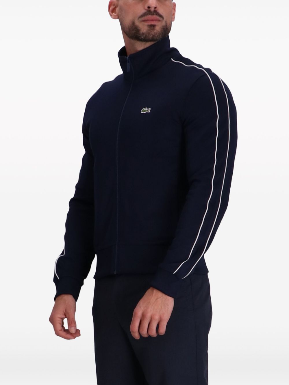 Maison-Kitsune Lacoste logo-appliqué side-stripe Sweatshirt Blue Men Sweatshirts