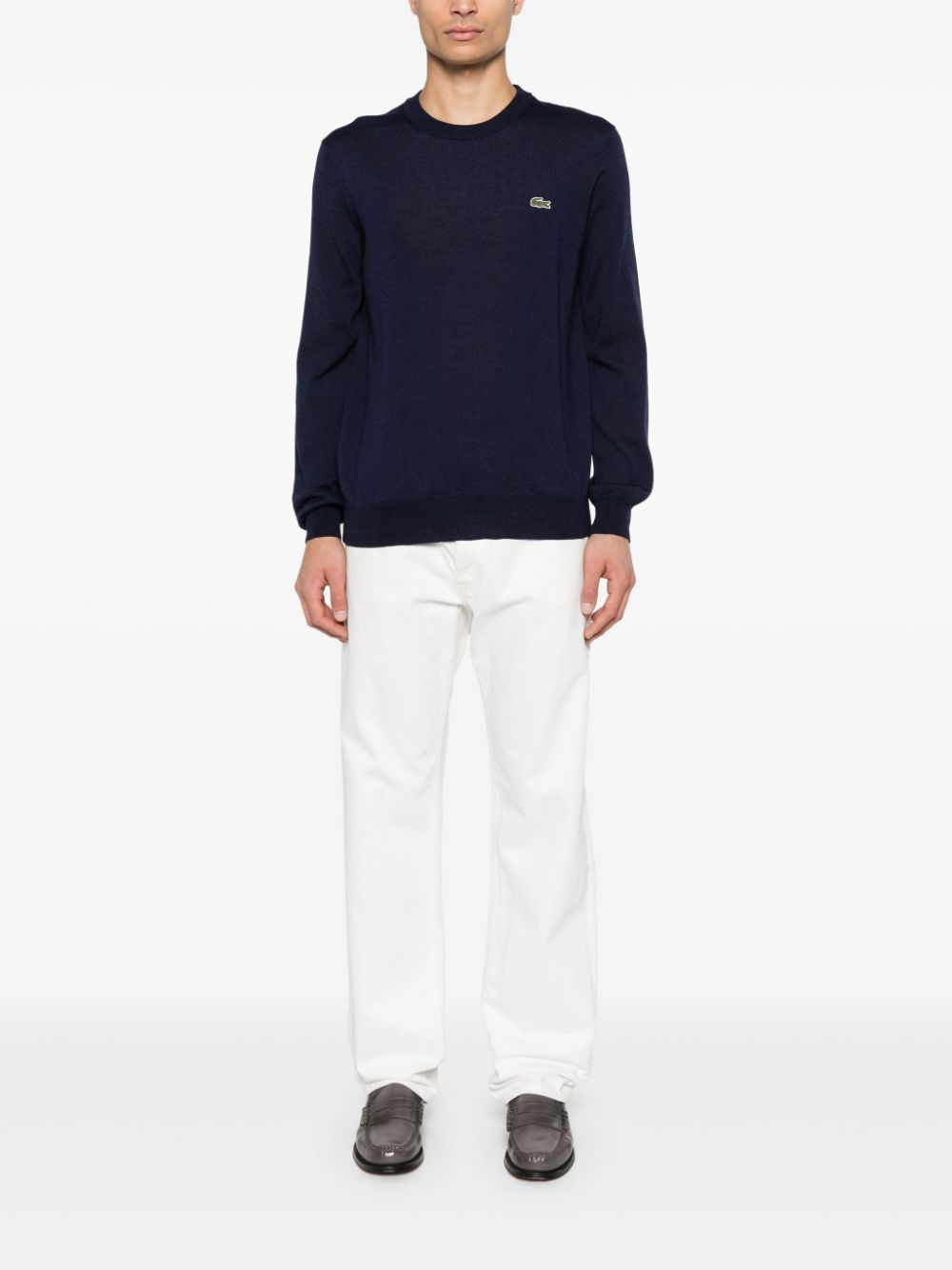 Lacoste logo-embroidered Sweater Blue Men Knitted Sweaters Maison-Kitsune