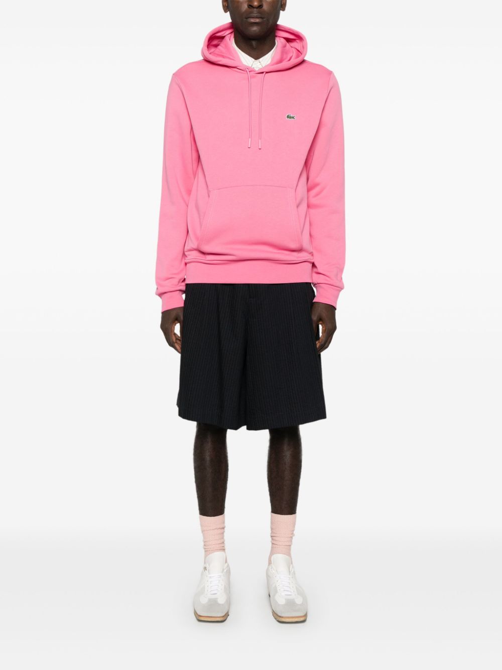 Men Hoodies Maison-Kitsune Lacoste crocodile-patch Hoodie Pink