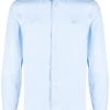 Lacoste logo-patch cotton-blend Shirt Blue Maison-Kitsune Men Shirts