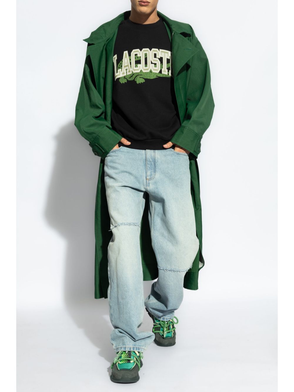 Maison-Kitsune Sweatshirts Men Lacoste logo-print Sweatshirt Black