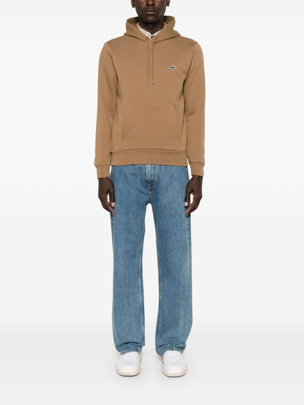 Maison-Kitsune Hoodies Men Lacoste logo-patch Hoodie Brown