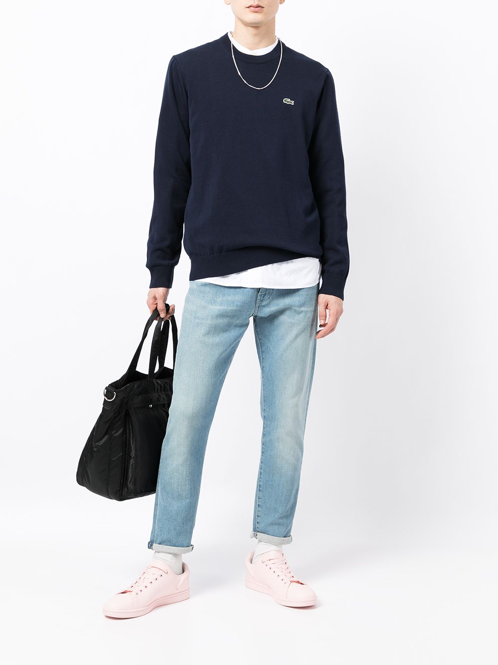 Maison-Kitsune Sweatshirts Men Lacoste Logo Embroidery Sweatshirt Blue