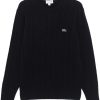 Maison-Kitsune Knitted Sweaters Men Lacoste cable-knit Sweater Blue