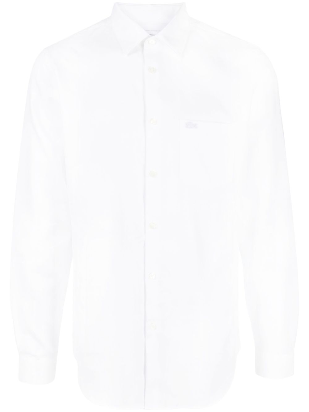 Men Shirts Maison-Kitsune Lacoste logo-embroidered long-sleeve Cotton Shirt White