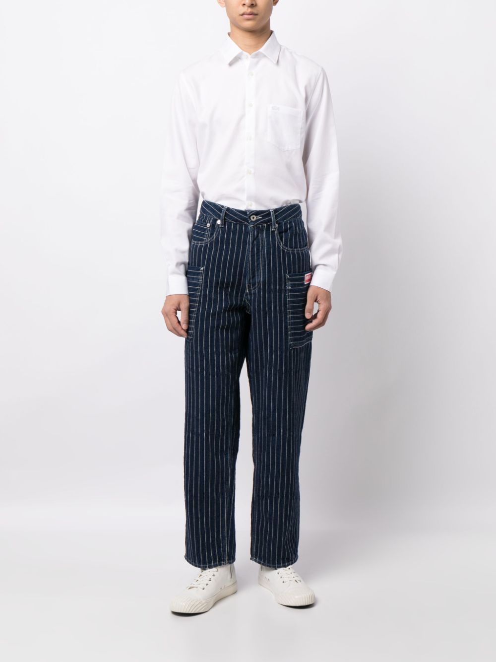 Men Shirts Maison-Kitsune Lacoste logo-embroidered long-sleeve Cotton Shirt White