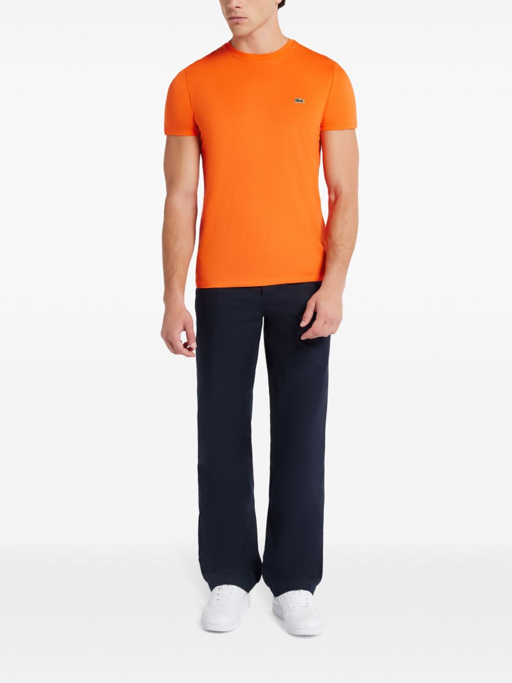 Maison-Kitsune T-Shirts Men Lacoste logo-appliqué T-shirt Orange