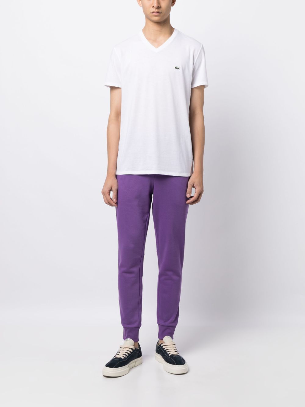Men Sweatpants Maison-Kitsune Lacoste logo-patch elasticated-waist Track Pants Purple