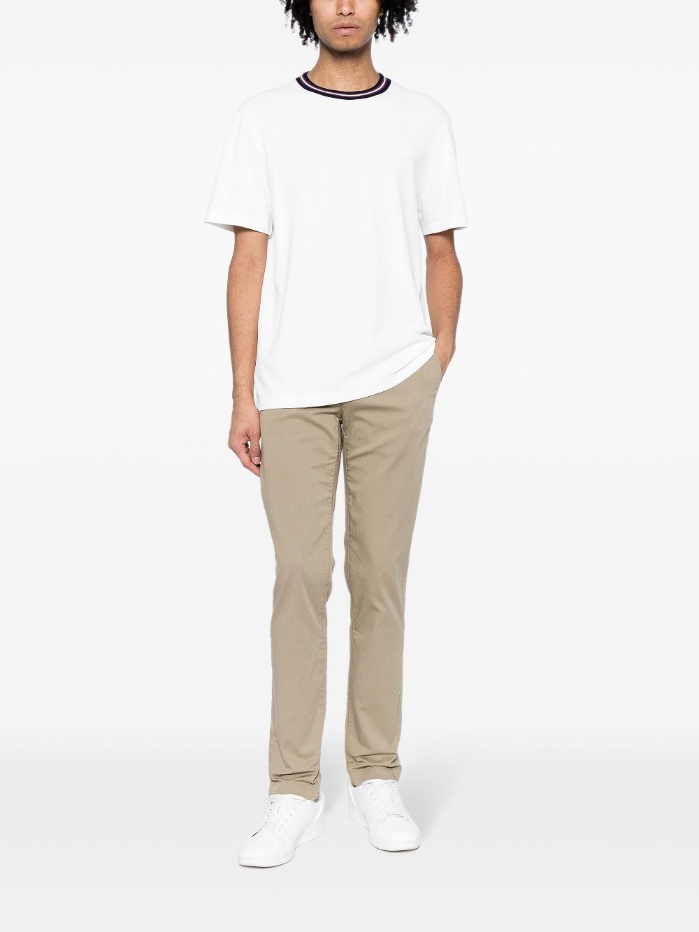 Maison-Kitsune Lacoste logo-patch slim-fit Trousers Brown Men Skinny Pants