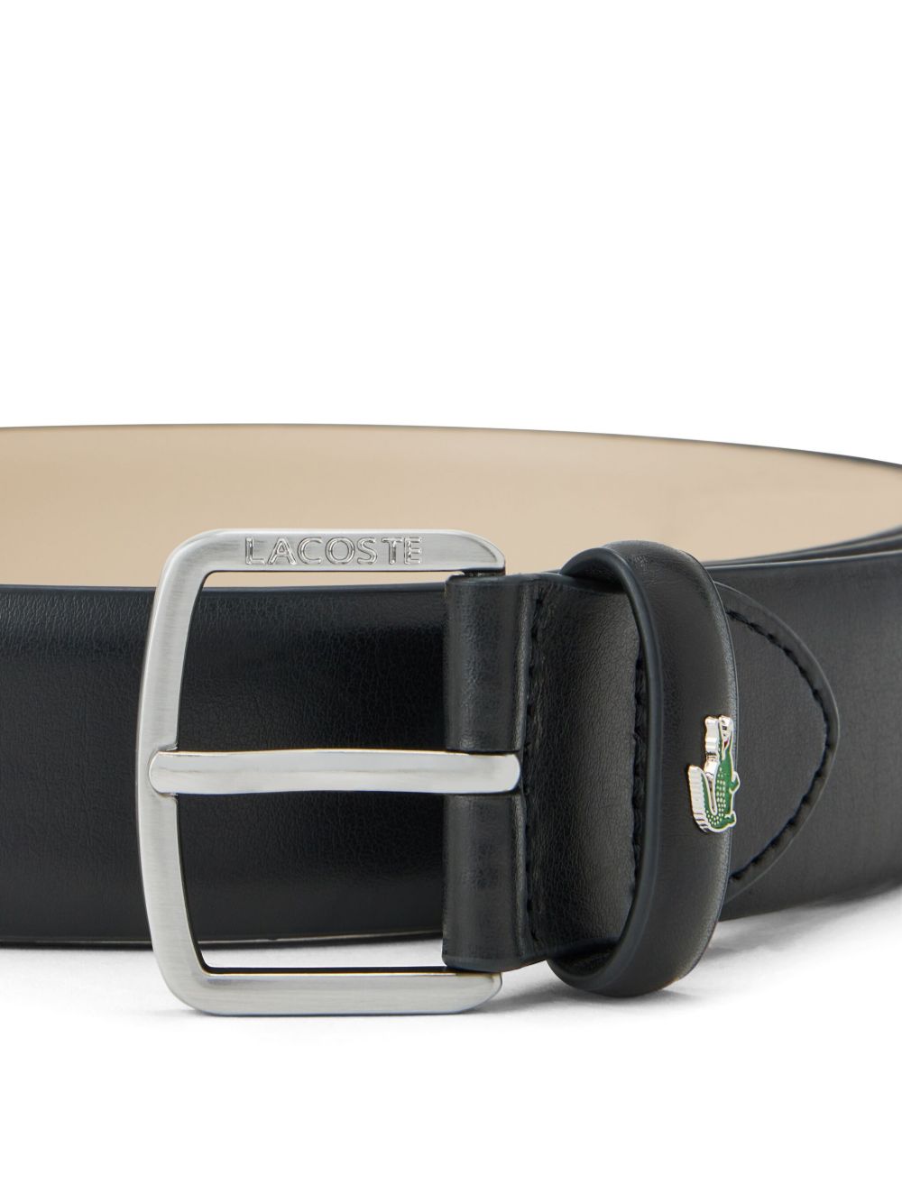 Maison-Kitsune Belts Men Lacoste logo-engraved Leather Belt Black