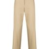 Lacoste logo-embroidered mid-rise Chinos Brown Maison-Kitsune Men Chinos