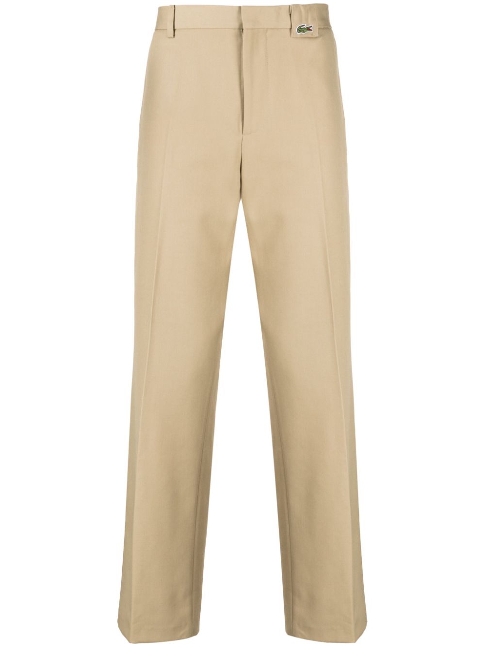 Lacoste logo-embroidered mid-rise Chinos Brown Maison-Kitsune Men Chinos
