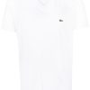 Lacoste logo-patch V-neck Cotton T-shirt White Men T-Shirts Maison-Kitsune